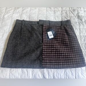 NWT Rails Prim Mixed Mini Wool Blend Skirt Plaid Black Brown